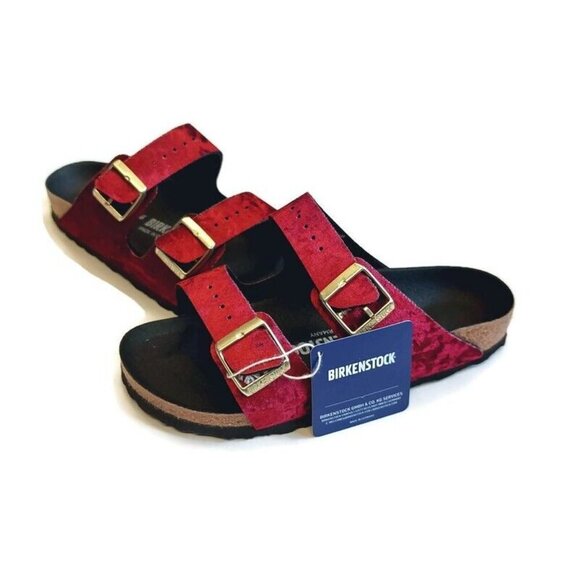 Birkenstock Womens Sz 5-5.5 Arizona BS Sandals EU 36 NARROW Fit Velvet Burgundy - Picture 5 of 10